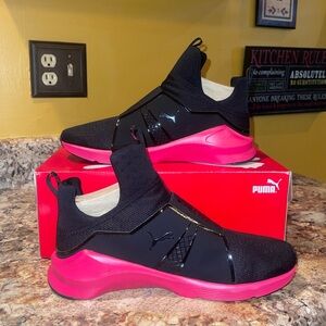 Puma Black and Pink Athletic Shoes